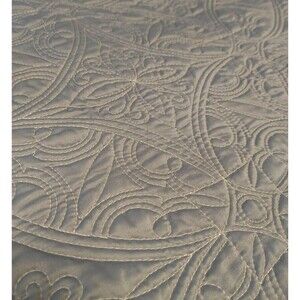VTG Teal & Cream Contrast Stitching QUILTED SATIN King Sized Pillow SHAMS VGC